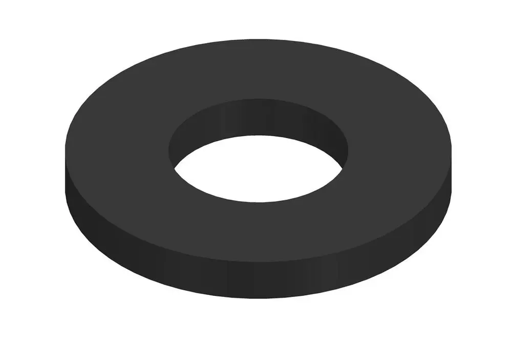 Schwarze Dichtung in Ringform mit einem Loch in der Mitte, hergestellt von Bosch, geeignet für unterschiedliche Anwendungen.